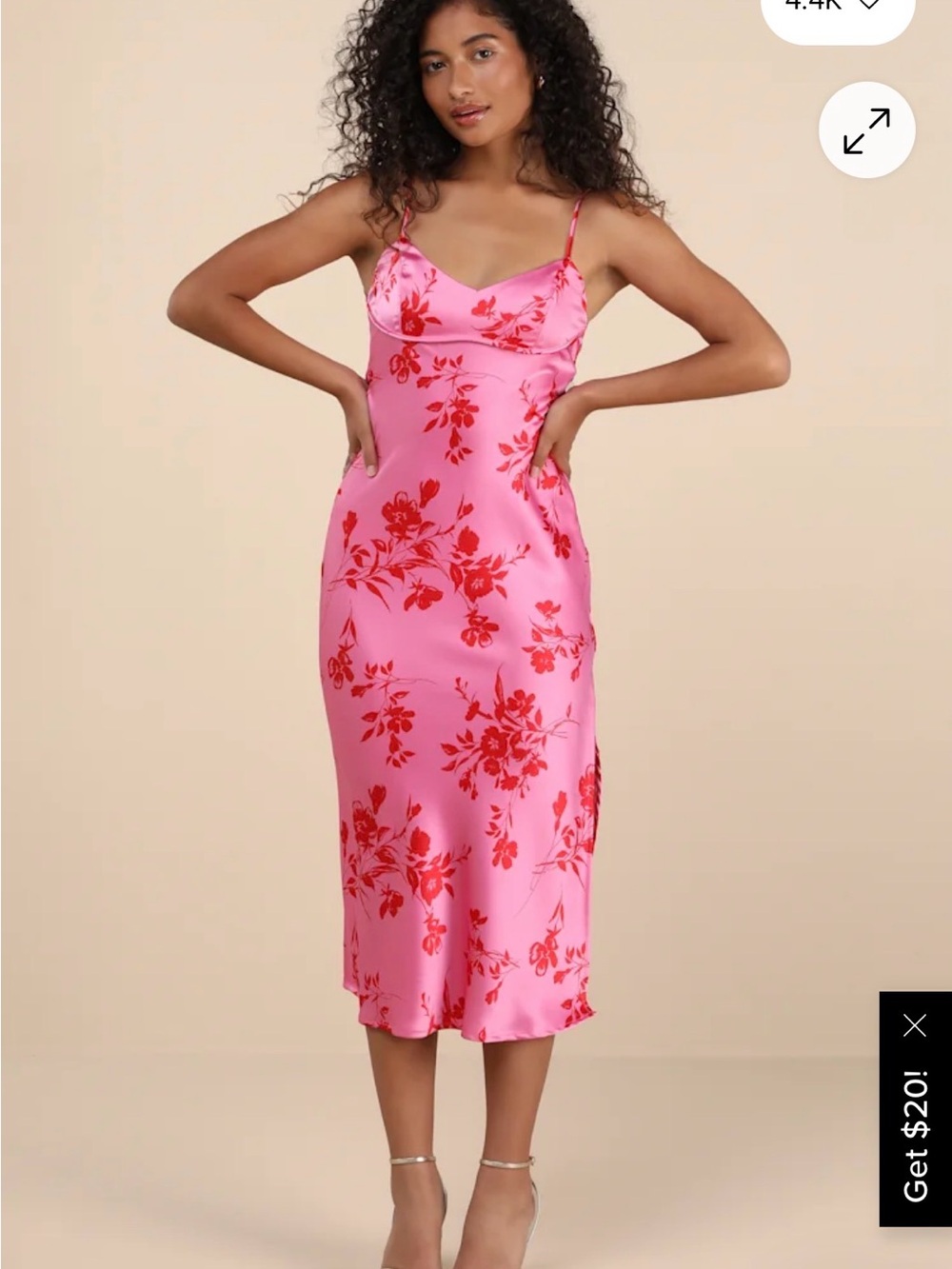 Glamorous Efforts Hot Pink Floral Print Tie-Back Midi Dress